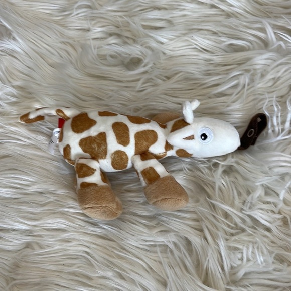 Nuby brown tan giraffe Small hand held stuffed plush pacifier holder clip baby - Picture 4 of 16